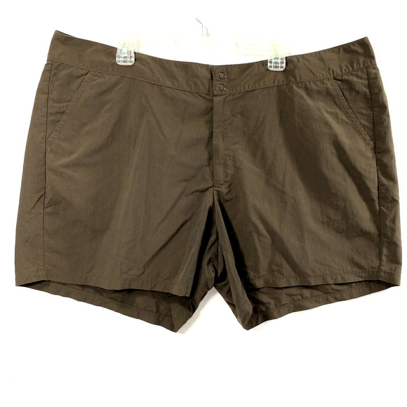 Eddie‎ Bauer Shorts Womens Plus Size 24W Brown Nylon Outdoors Gorpcore Pockets - Picture 1 of 7